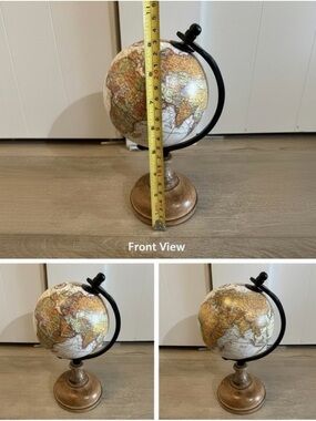 Source Unknown Vintage-Style Globe in Cream, Brown, Black
